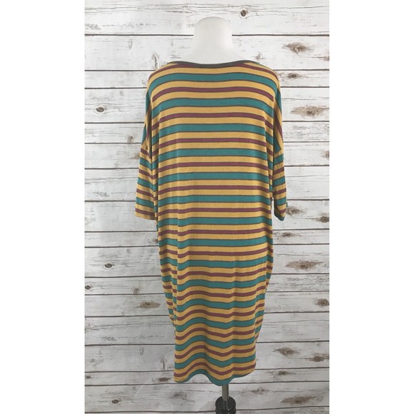 LuLaRoe Irma Small Green Orange Purple Striped - Picture 3 of 9